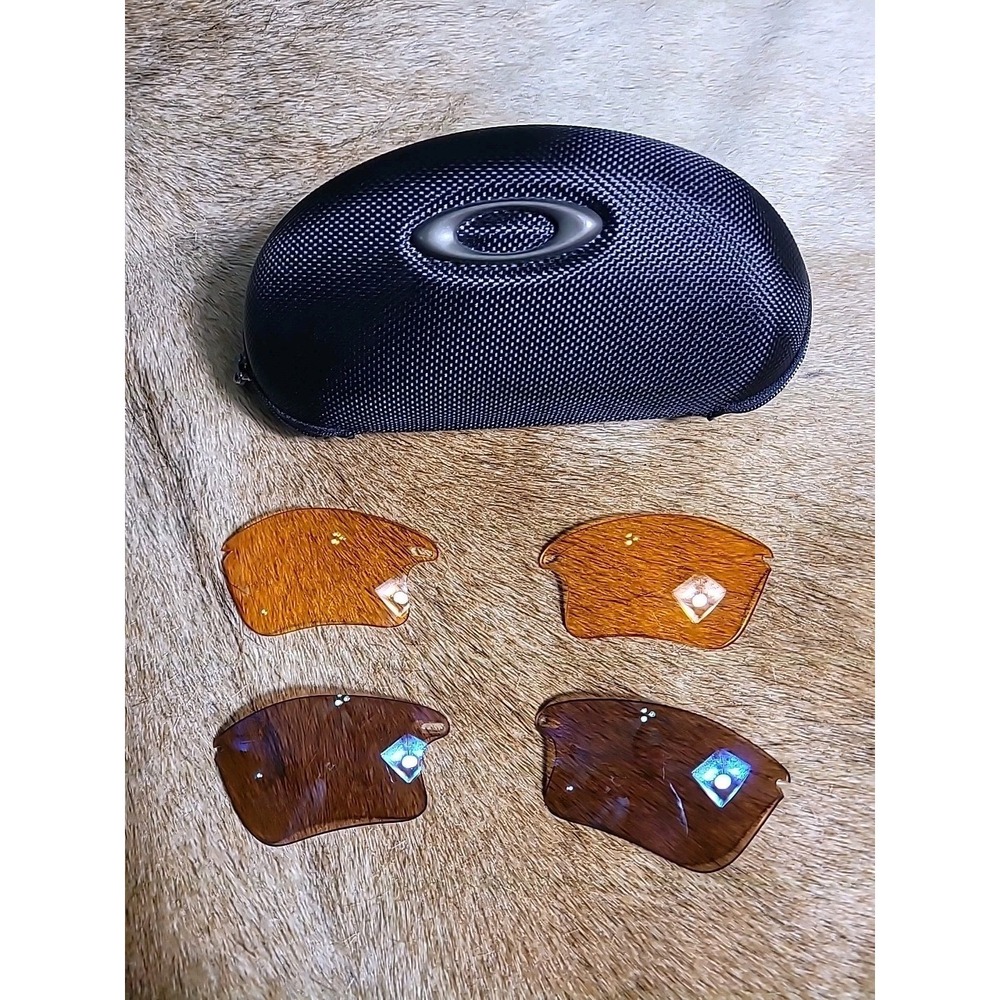 Replacement Lenses for-OAKLEY Fast Jacket Sunglasses Brown And Orange Red & Case